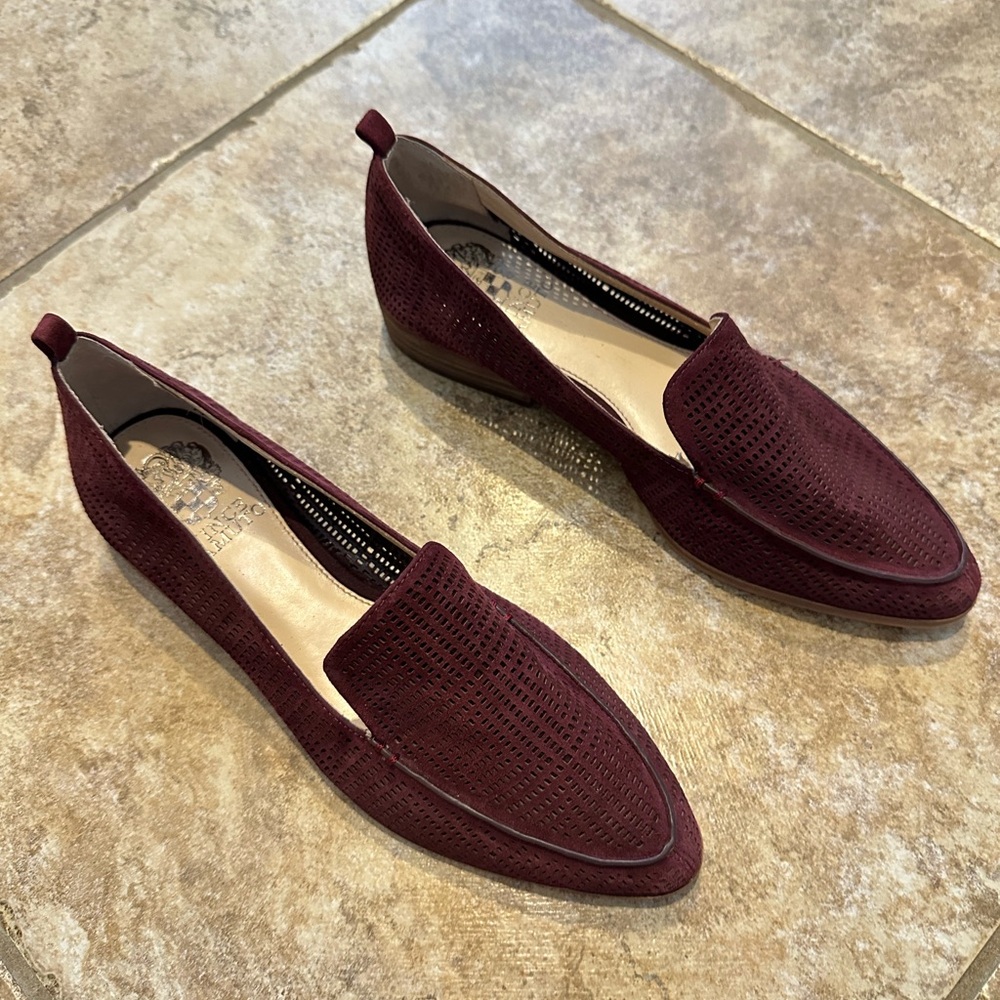 Vince Camuto Maroon Perforated Loafers